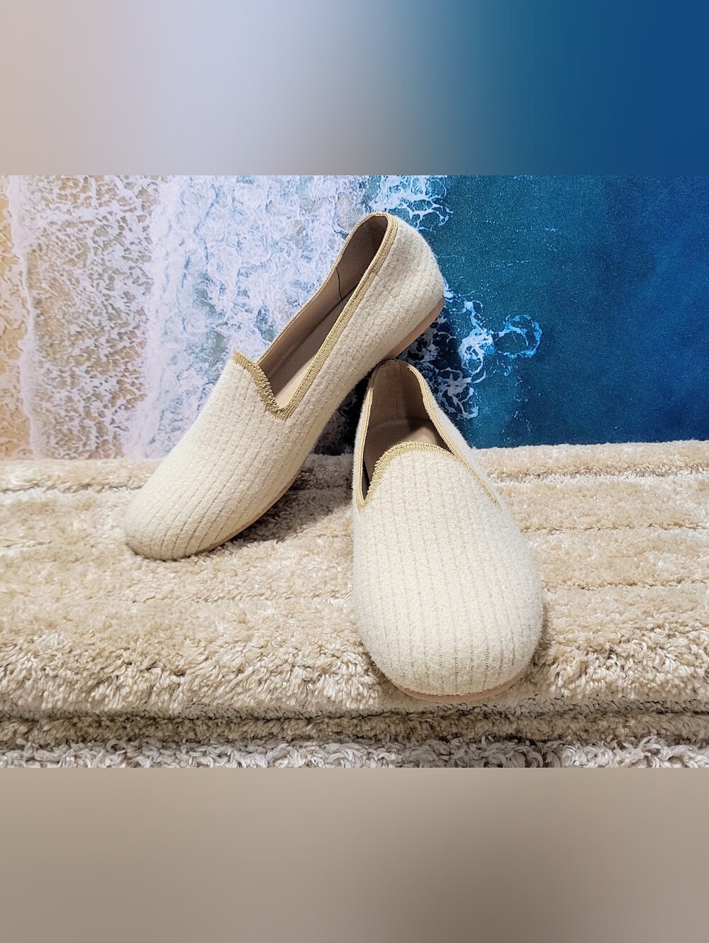 VIVAIA Cream Knit Slip-On Loafers — Lightweight Women's Flats 8 - Picture 9 of 14